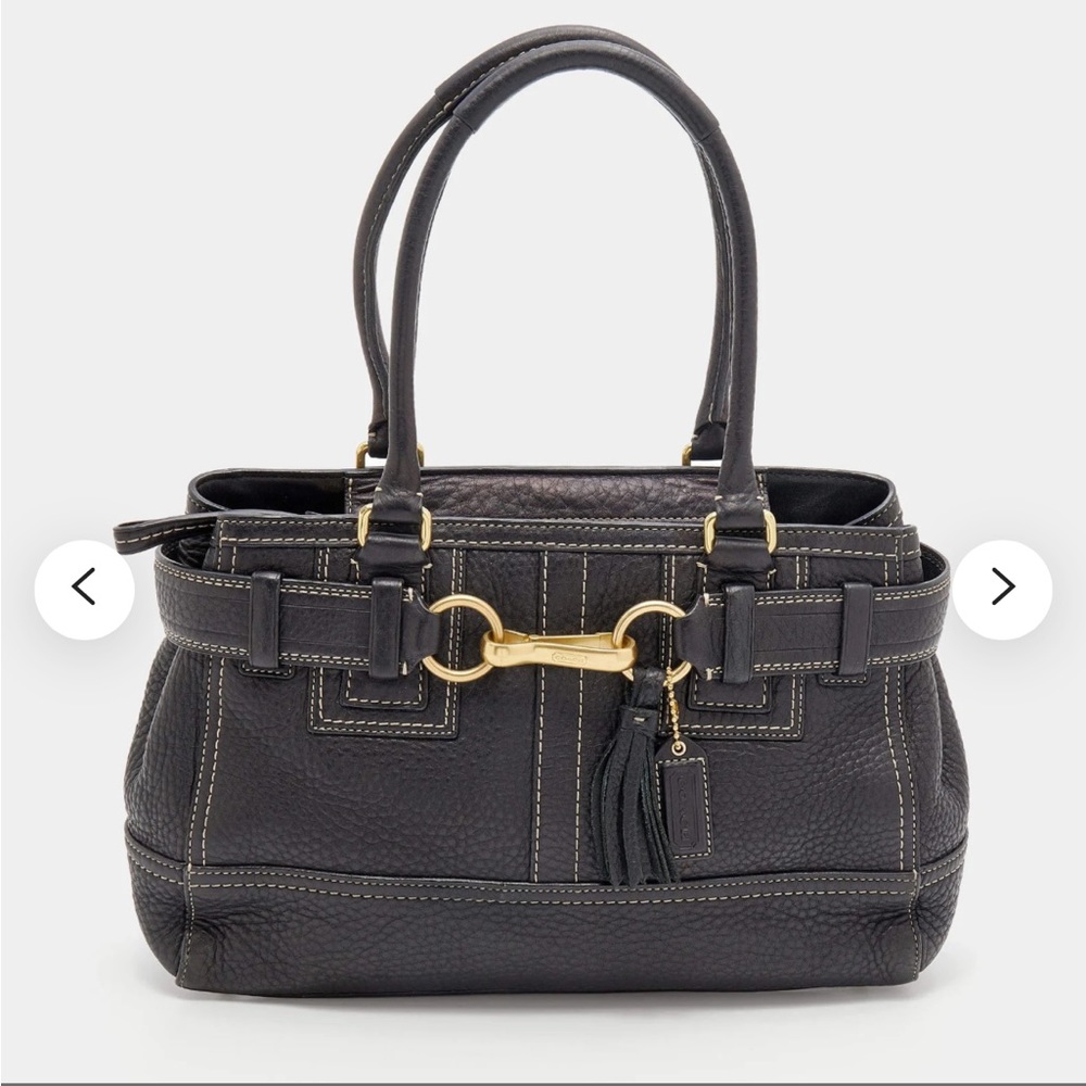 COACH HAMPTON BLACK PEBBLE LEATHER MEDIUM SATCHEL/CARRYALL/TOTE BAG